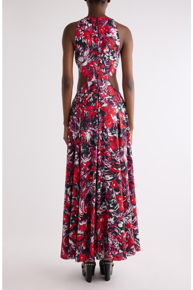 Print Fluid Cutout Dress, Alternate, color, FUCHSIA