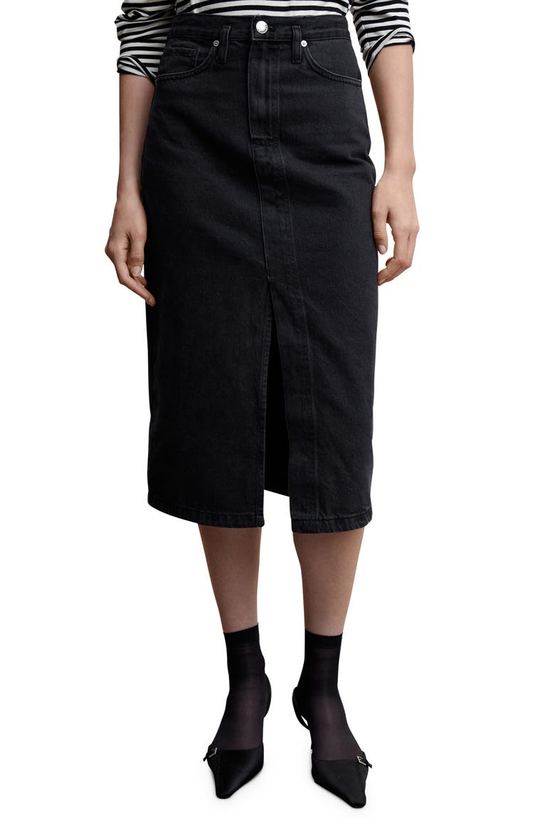 Denim Midi Skirt, Main, color, OPEN GREY
