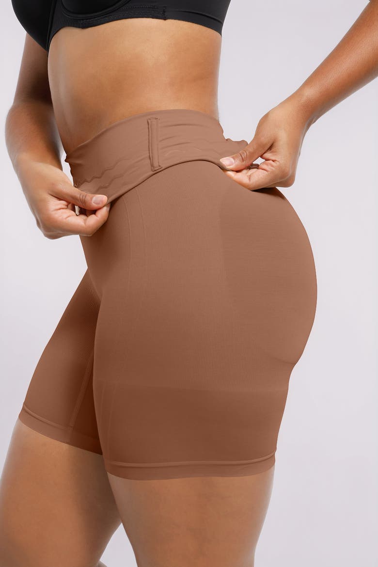 Everyday High Waist Shaping Shorts, Alternate, color, Latte