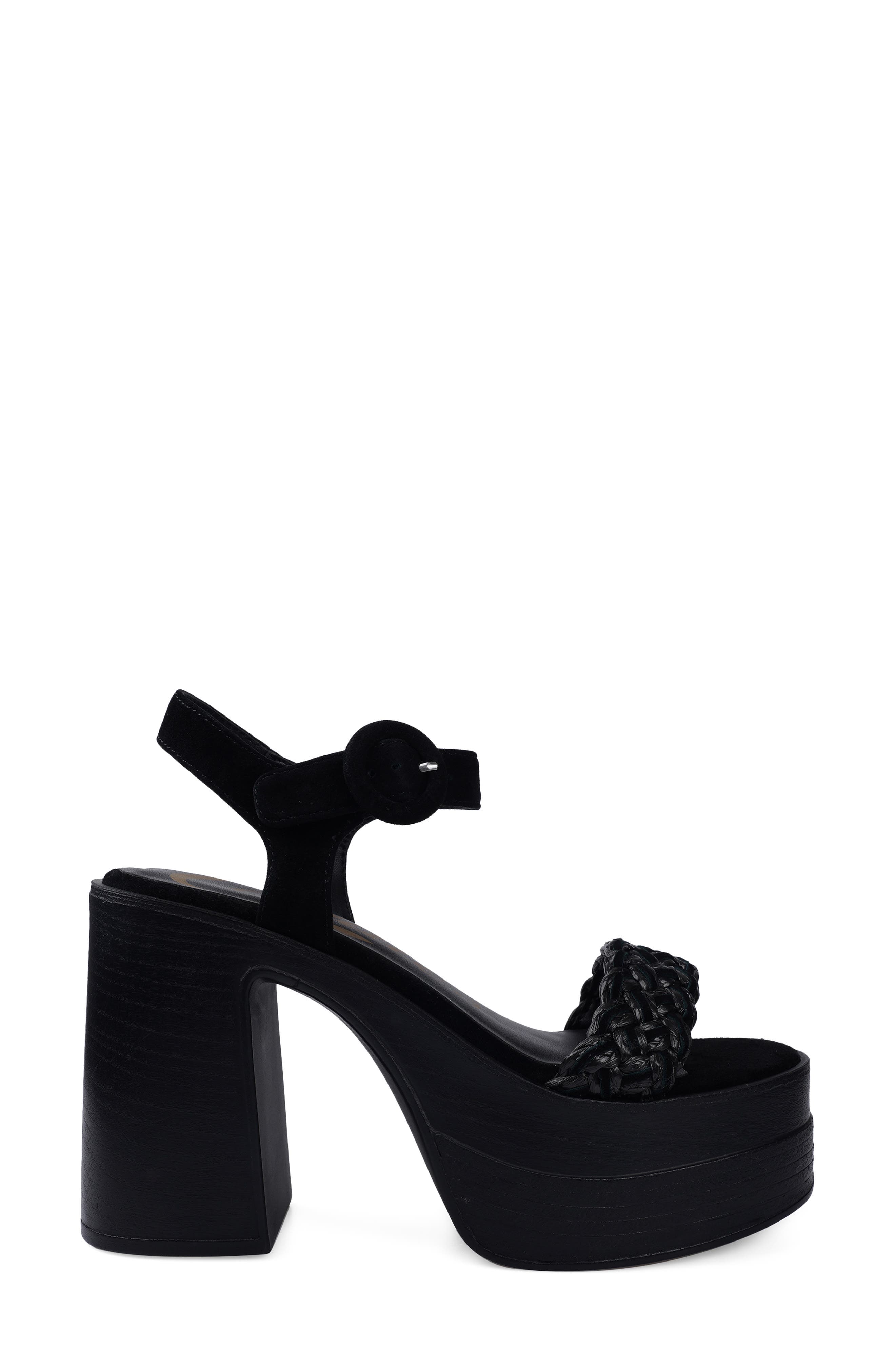 Candie's Zaide Ankle Strap Platform Sandal, Alternate, color, Black Leather