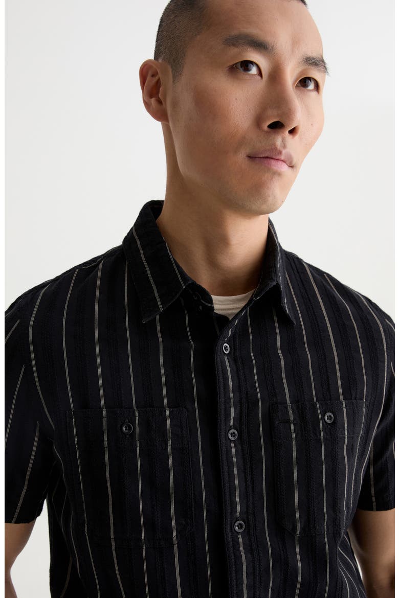 Mason Striped Short Sleeve Work Shirt, Alternate, color, BLACK/NATURAL STRIPE