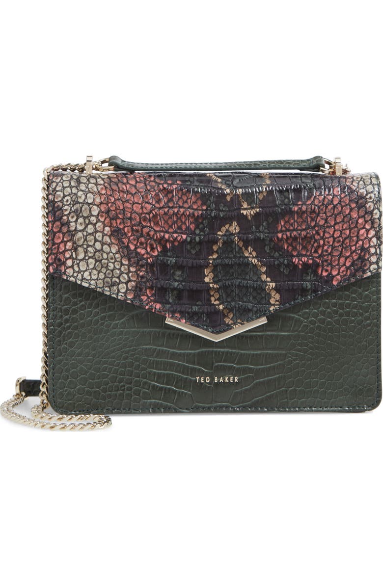Ted Baker London Gemmeh Slim Bar Snake Skin Embossed Crossbody Bag, Main, color,