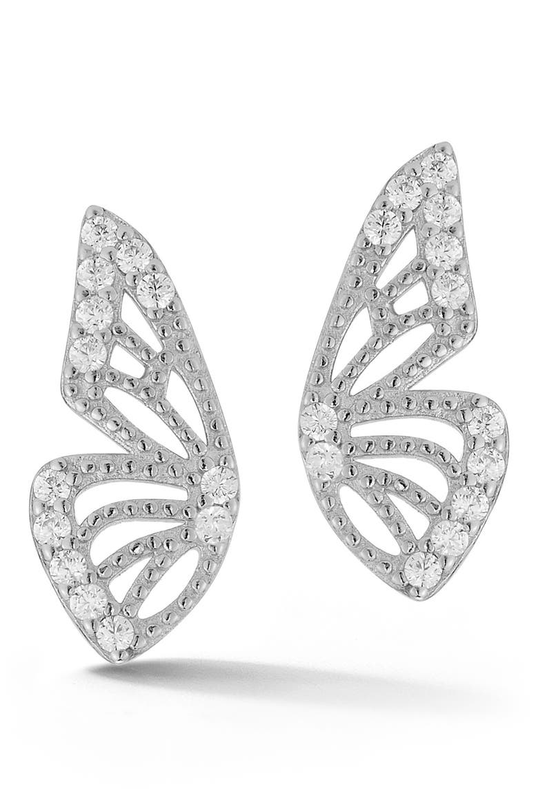 Butterfly Wing Stud Earrings, Main, color, SILVER