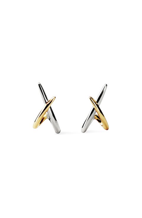 Gold Stud Earrings - Sloane Two Tone