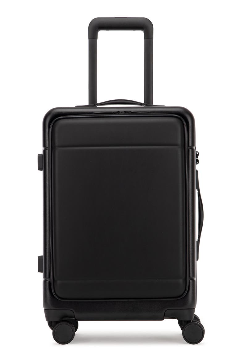 Hue 22-Inch Front Pocket Carry-On Suitcase, Main, color, BLACK