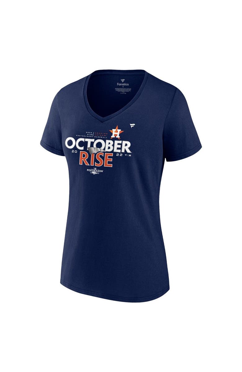 FANATICS Women's Fanatics Branded Navy Houston Astros 2022 Postseason Locker Room V-Neck T-Shirt, Alternate, color, Navy
