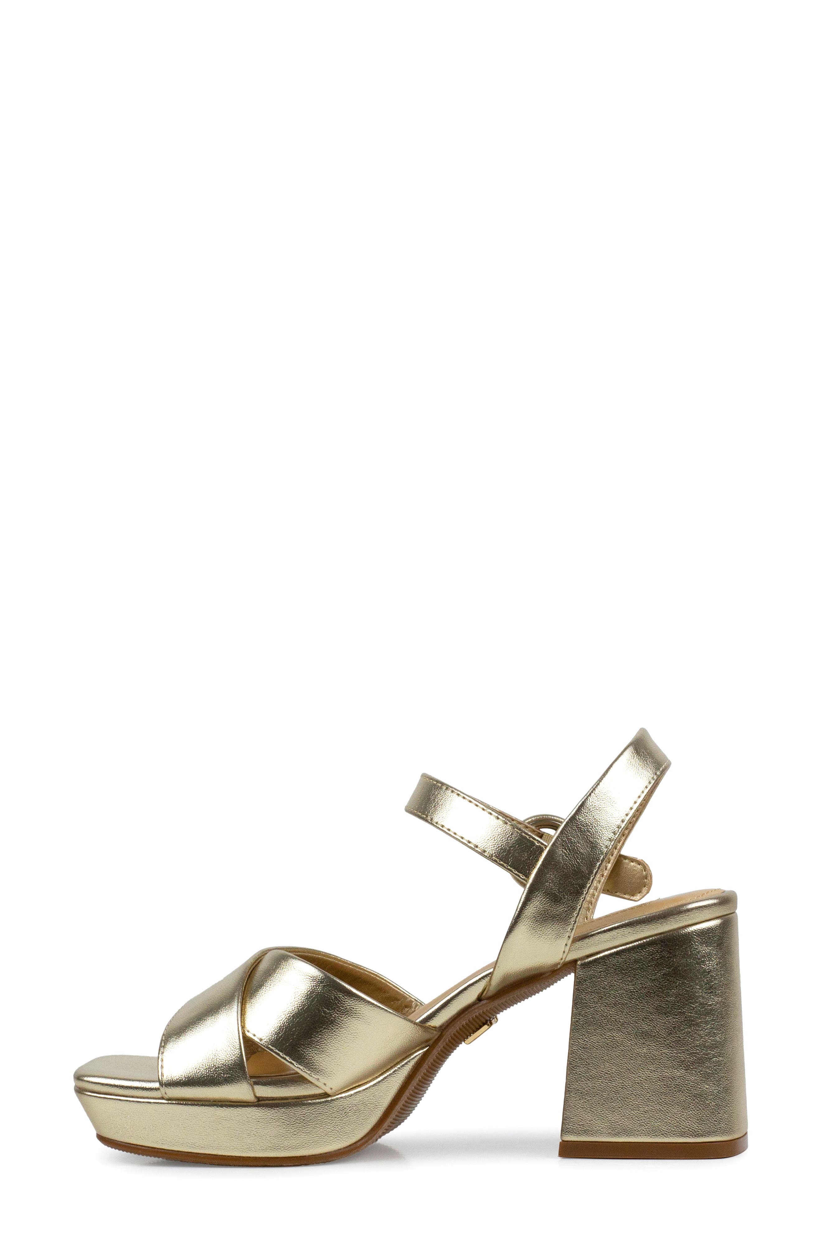 Emelyn Platform Ankle Strap Sandal, Alternate, color, GOLD
