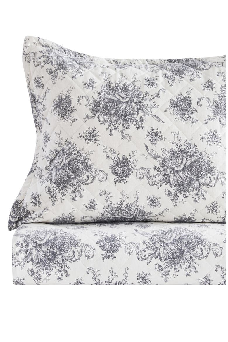 Petit Toile Flannel Quilt Set, Alternate, color, GREY