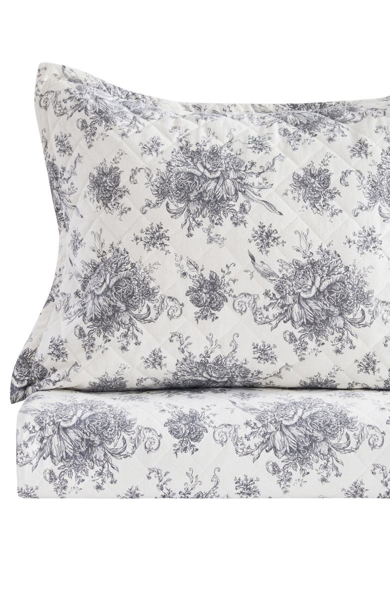 MELANGE HOME Petit Toile Flannel Quilt Set, Alternate, color, Grey