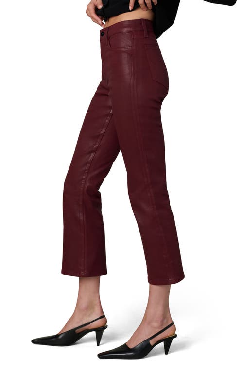 Joe's The Callie Coated High Waist Ankle Bootcut Jeans In Burgundy