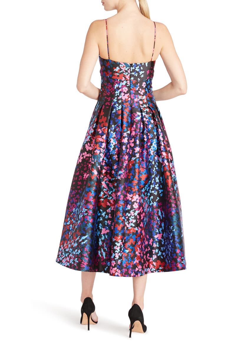 Mikado Floral Print A-Line Dress, Alternate, color, CONFETTI FLORAL