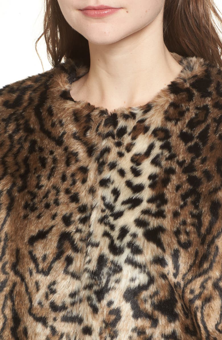 BB Dakota by Steve Madden BB Dakota McKinley Leopard Print Faux Fur Jacket, Alternate, color, 