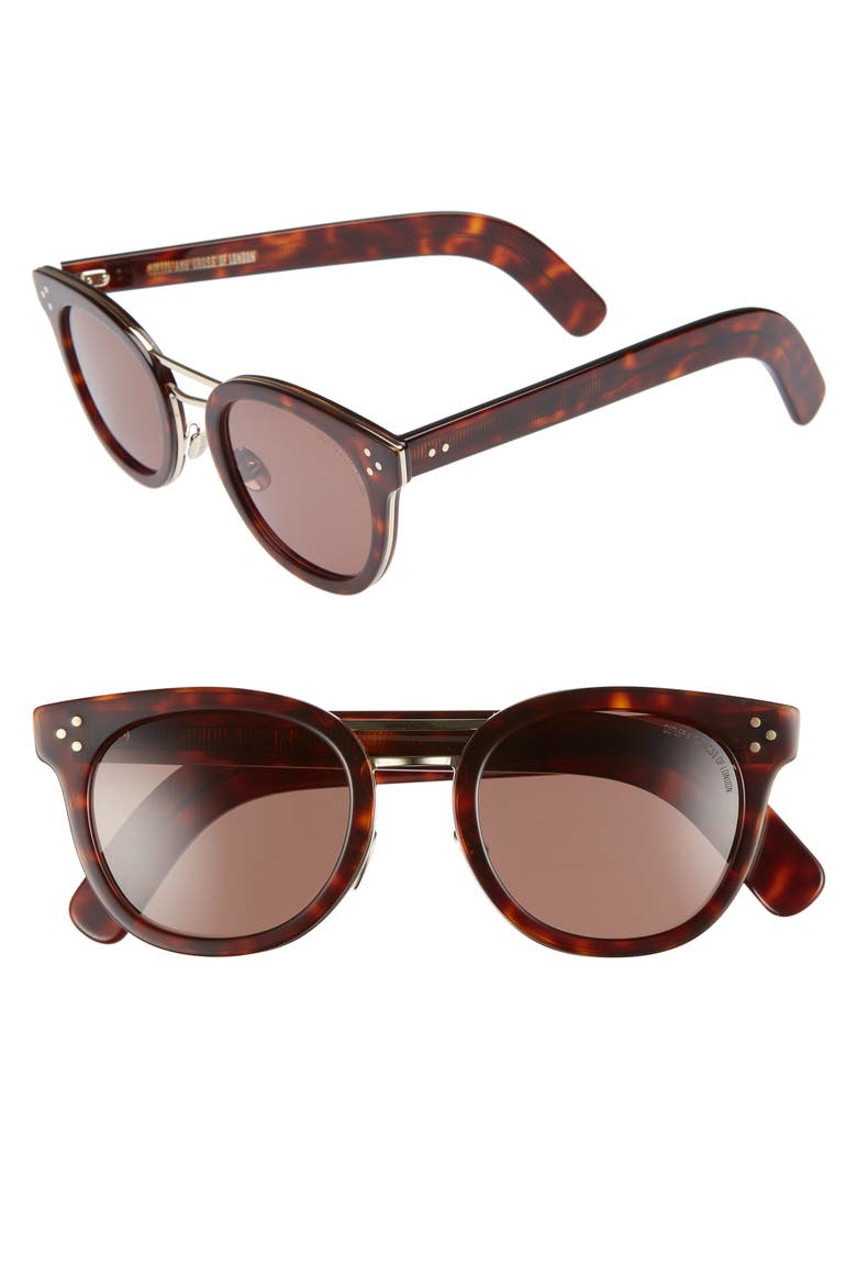 52mm Round Sunglasses, Main, color, DARK TURTLE/ GOLD METAL