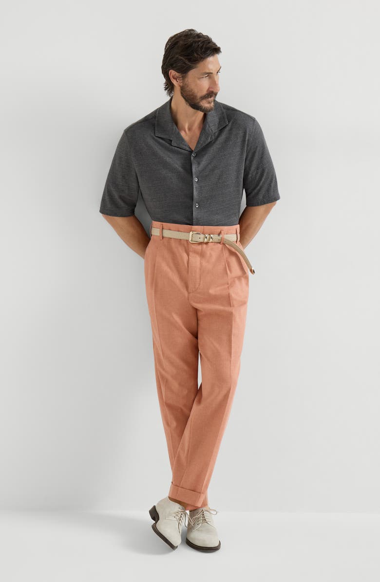 Brunello Cucinelli Double pleated trousers, Alternate, color, Apricot