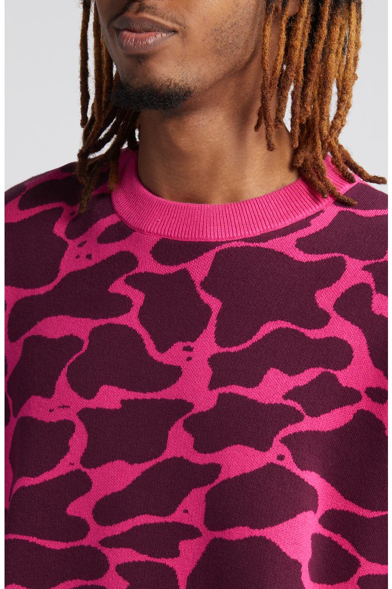 Abstract Jacquard Cotton Sweater, Alternate, color, CACTUS FLOWER