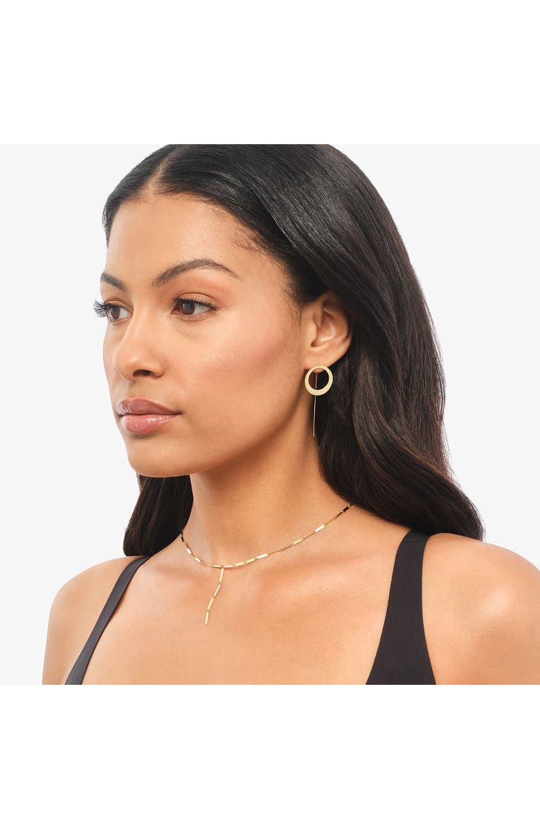 LANA 14K Gold Laser Mini Rectangle Lariat Necklace, Alternate, color, Yellow Gold