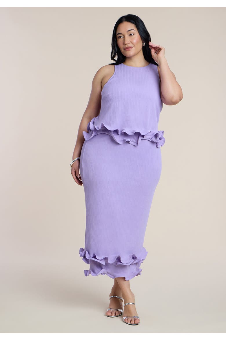 Ruffle Detail Column Maxi Dress, Main, color, LUPINE