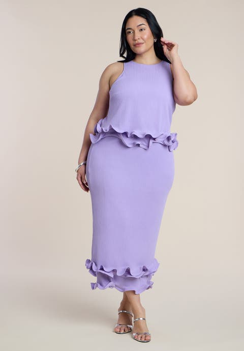 Ruffle Detail Column Maxi Dress