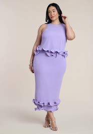 ELOQUII Ruffle Detail Column Maxi Dress