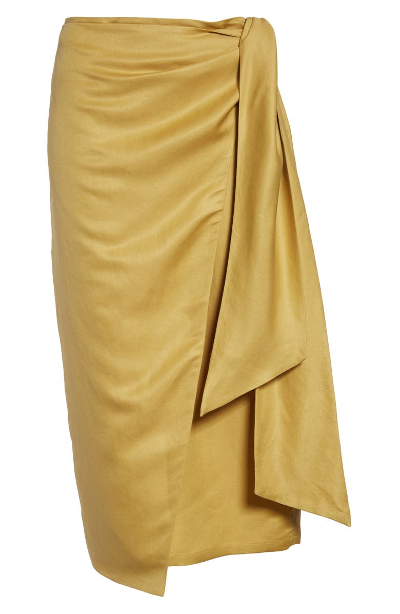 Max Mara Tequila Linen & Silk Wrap Skirt, Alternate, color, Yellow
