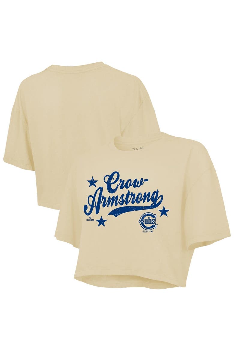 Women's Majestic Threads Pete Crow-Armstrong Cream Chicago Cubs Boxy Crop Top, Main, color, Cream