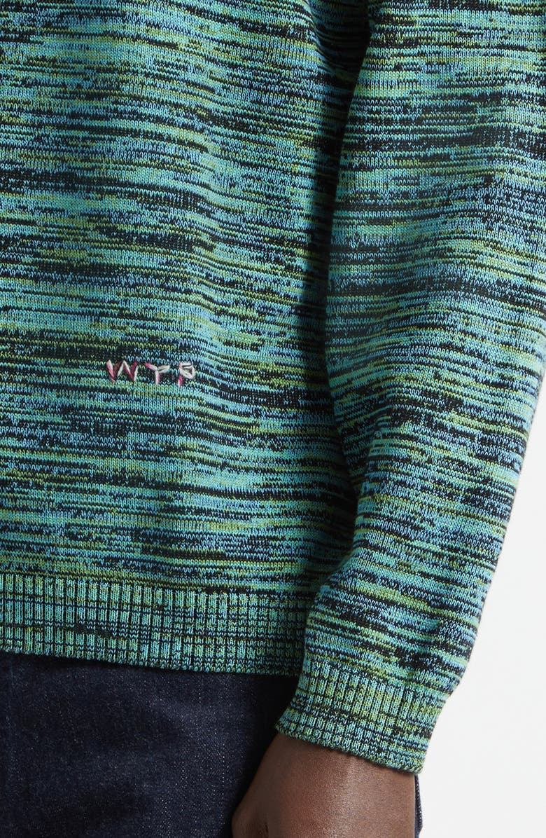Waste Yarn Project Space Dye One of a Kind Crewneck Sweater, Alternate, color, Blue Green Dark