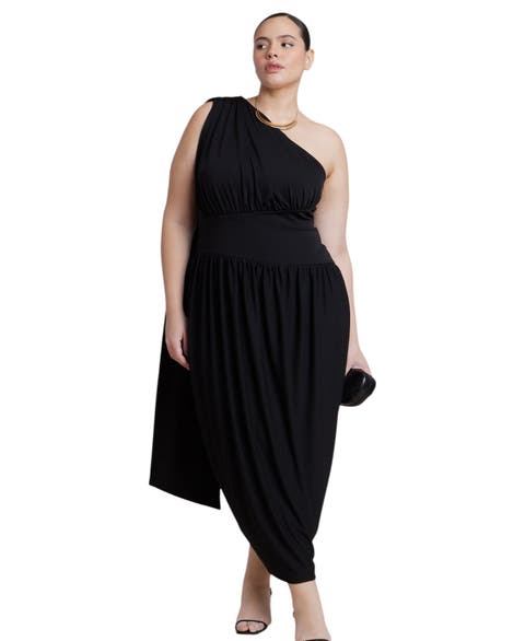 One Shoulder Draped Maxi Dress (plus)