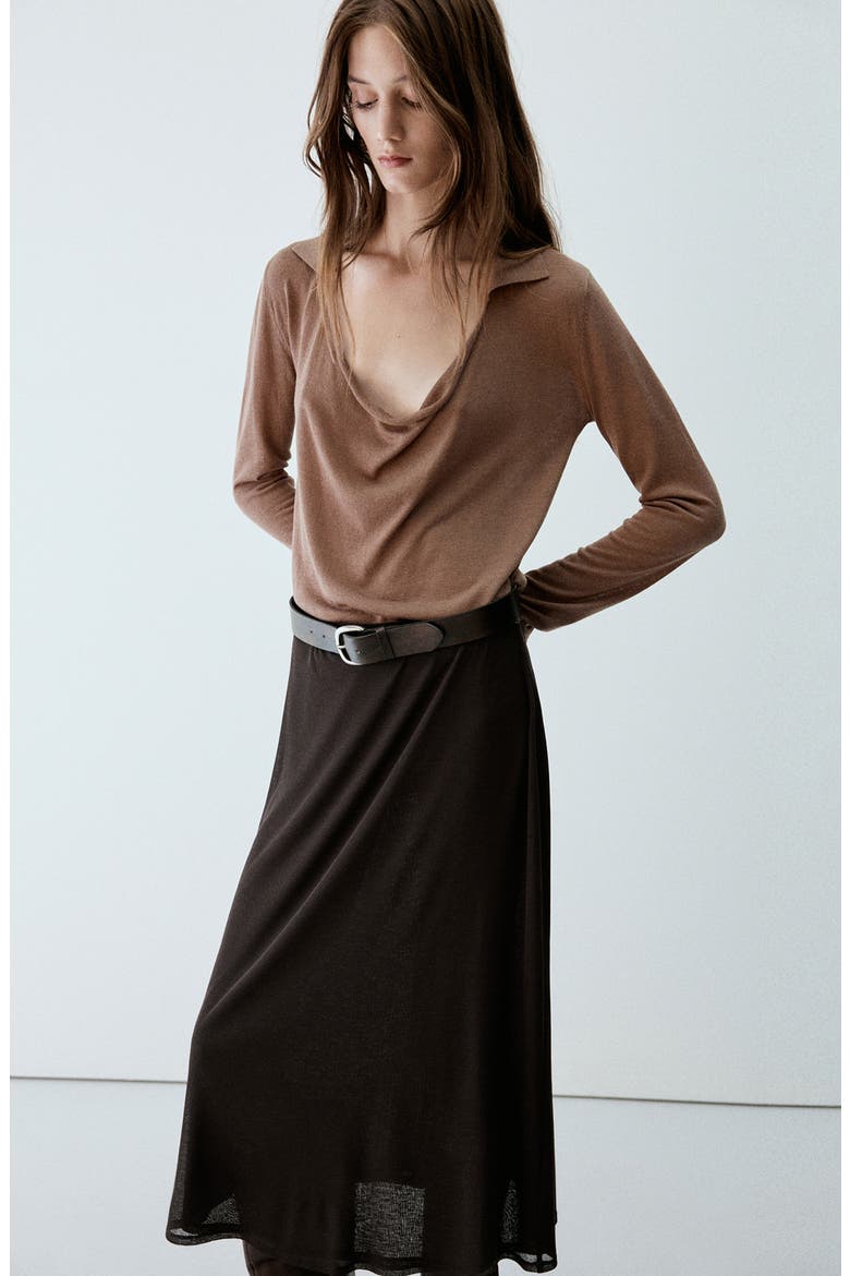 Flared Midi Skirt, Main, color, CHOCOLATE