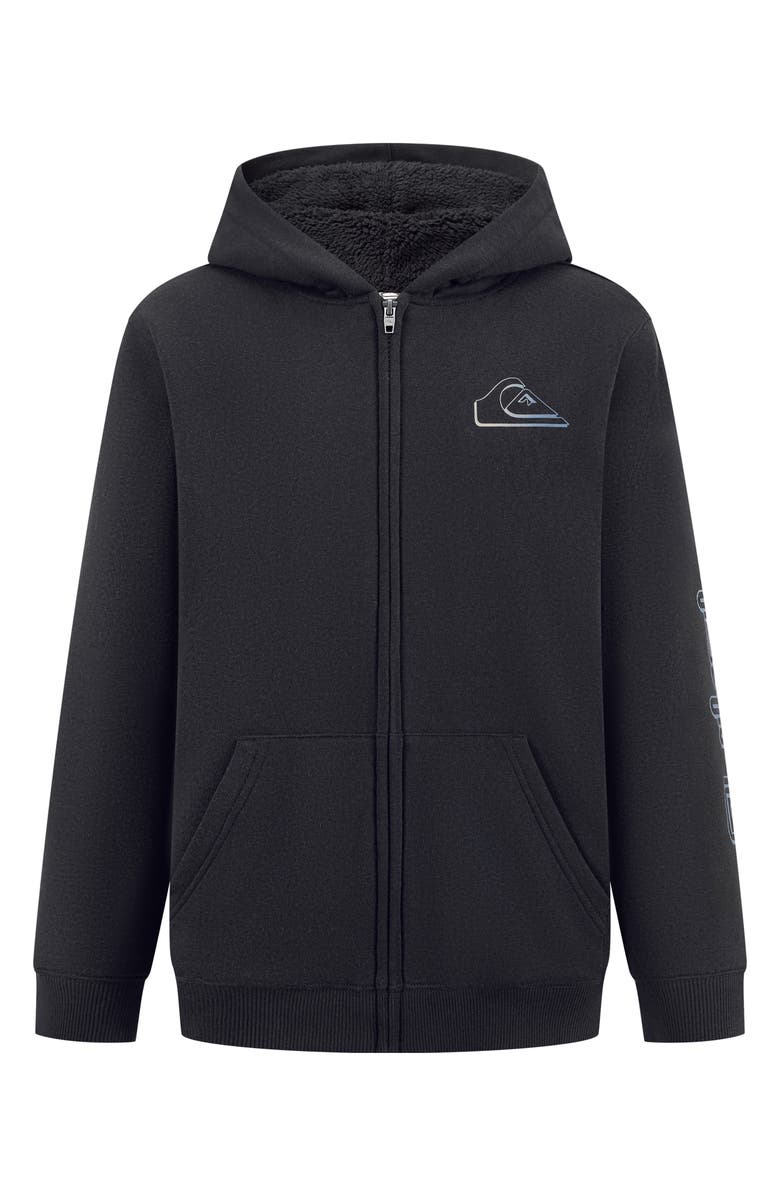 Quiksilver Kids' High Pile Fleece Lined Full Zip Hoodie, Main, color, Black