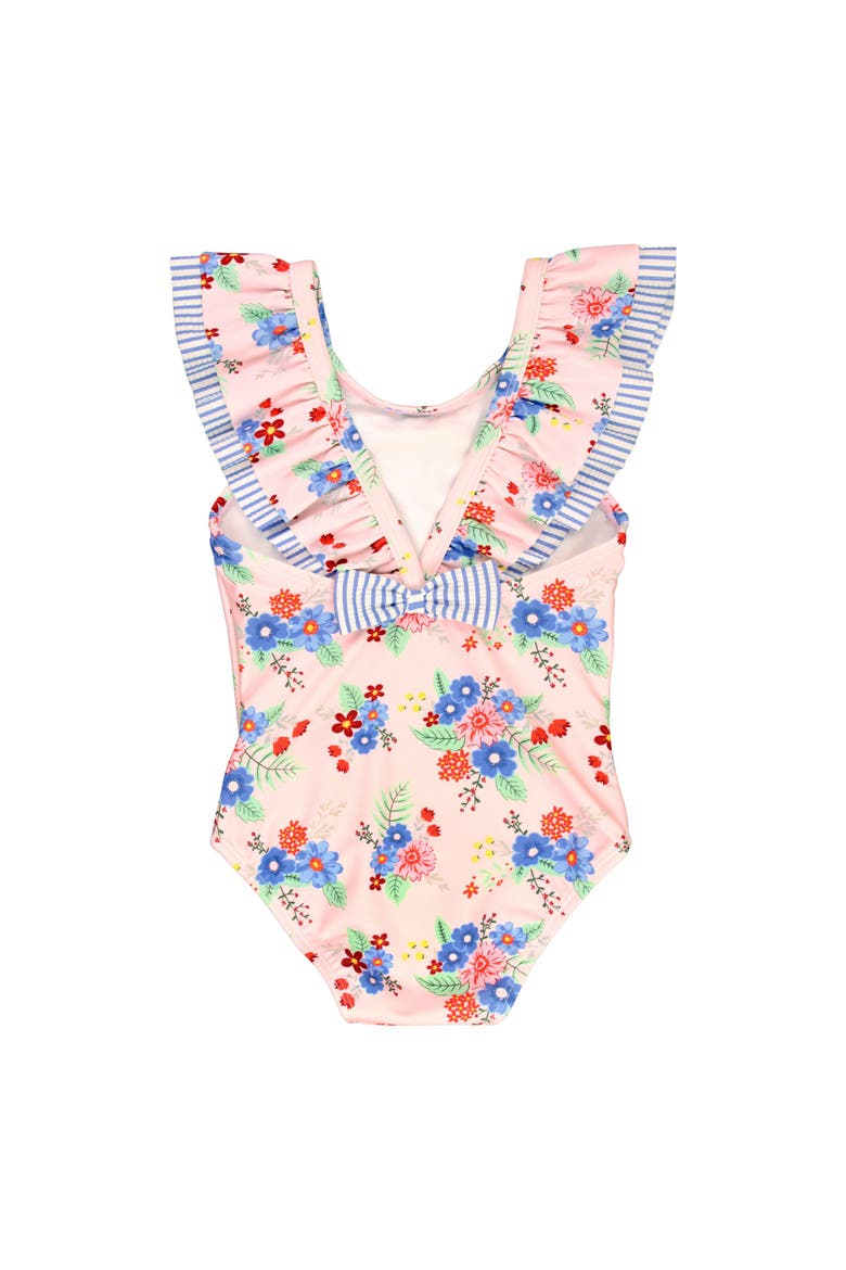 Girls V-Back UPF50+ One Piece, Alternate, color, Coastal Breeze Floral