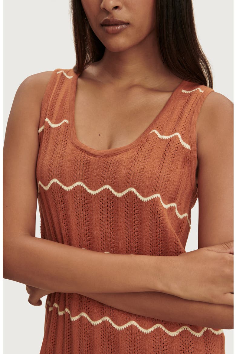 Yuna Scallop Knit Dress, Alternate, color, CARAMEL CLAY / ANISE FLOWER