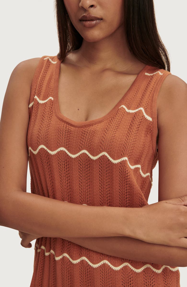 Varley Yuna Scallop Knit Dress, Alternate, color, Caramel Clay / Anise Flower