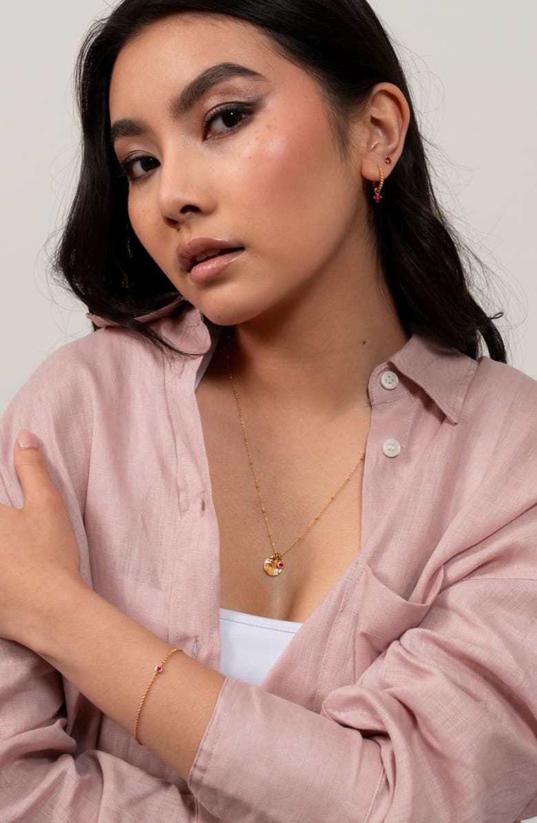 Dower & Hall Hammered Disc & Ruby Array Necklace, Alternate, color, Yellow Gold Vermeil