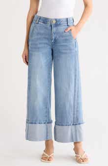 Cuffed Wide Leg Cropped Jeans