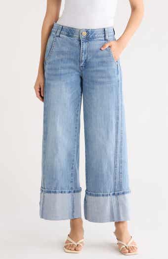 Cuffed Wide Leg Cropped Jeans
