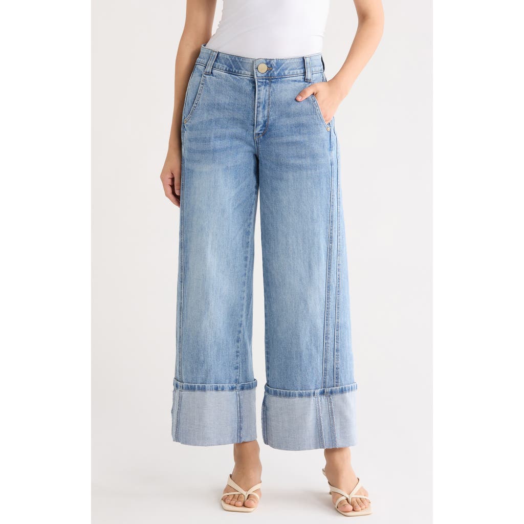 Democracy Cuffed Wide Leg Cropped Jeans in Lt Blue Artisanal at Nordstrom Rack, Size 10