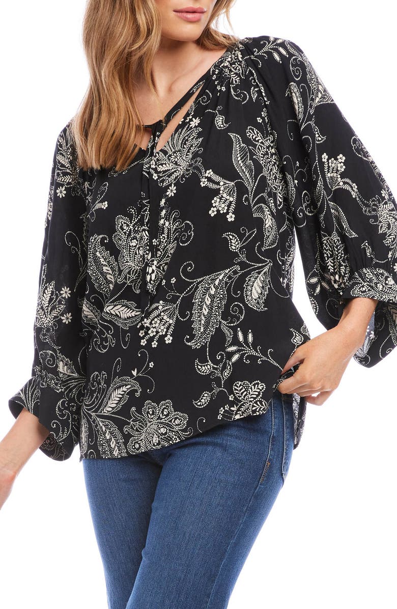 Karen Kane Floral Blouson Sleeve Top, Alternate, color, 