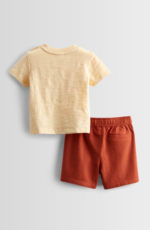 Nordstrom Graphic T-shirt & Drawstring Shorts Set In Beige Gelato Goose- Rust