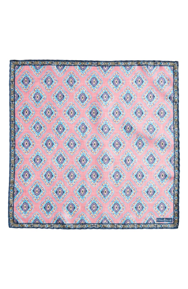 EDWARD ARMAH Diamond Medallion Silk Pocket Square, Alternate, color,