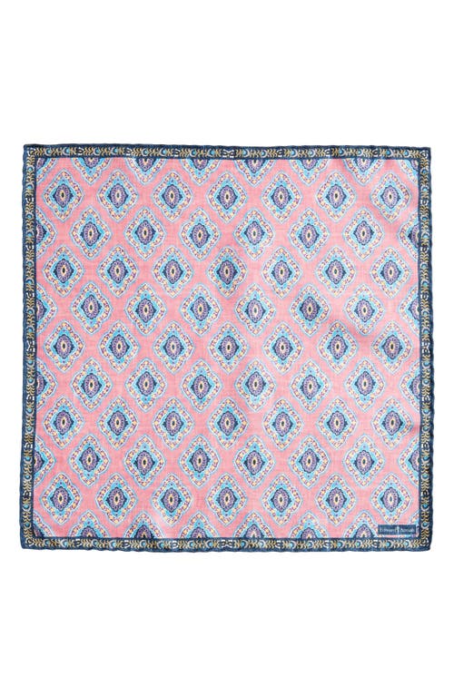 Shop Edward Armah Diamond Medallion Silk Pocket Square In Pink