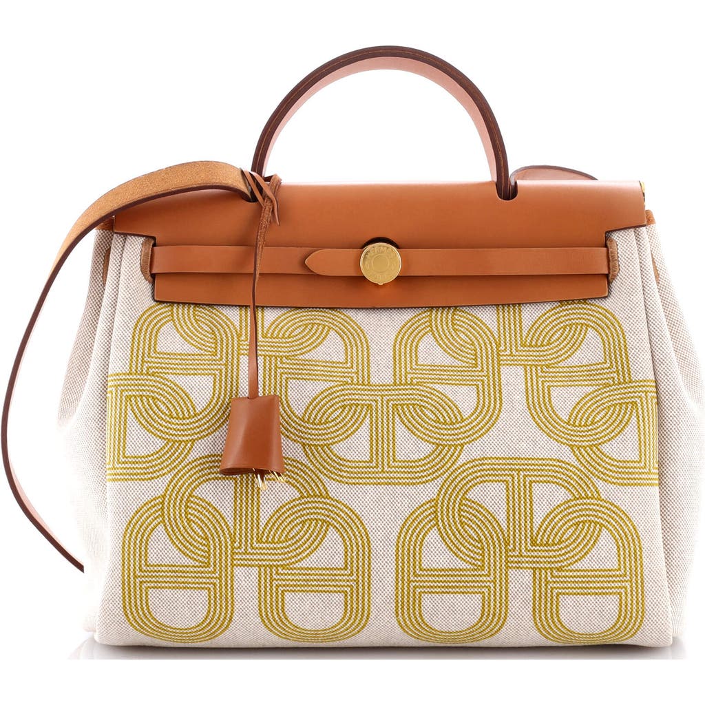 Pre-owned Hermes Hermes Herbag Zip Circuit 24 Vache Hunter And Leather 31 In White