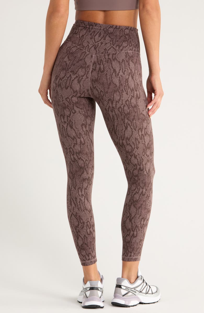 Zella Studio Luxe Print High Waist 7/8 Leggings, Alternate, color, Brown Geo Snake