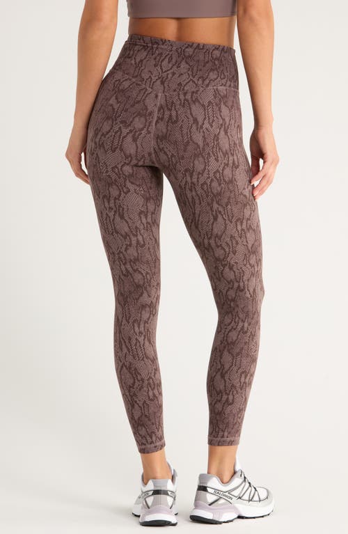 Zella Studio Luxe Print High Waist 7/8 Leggings In Brown