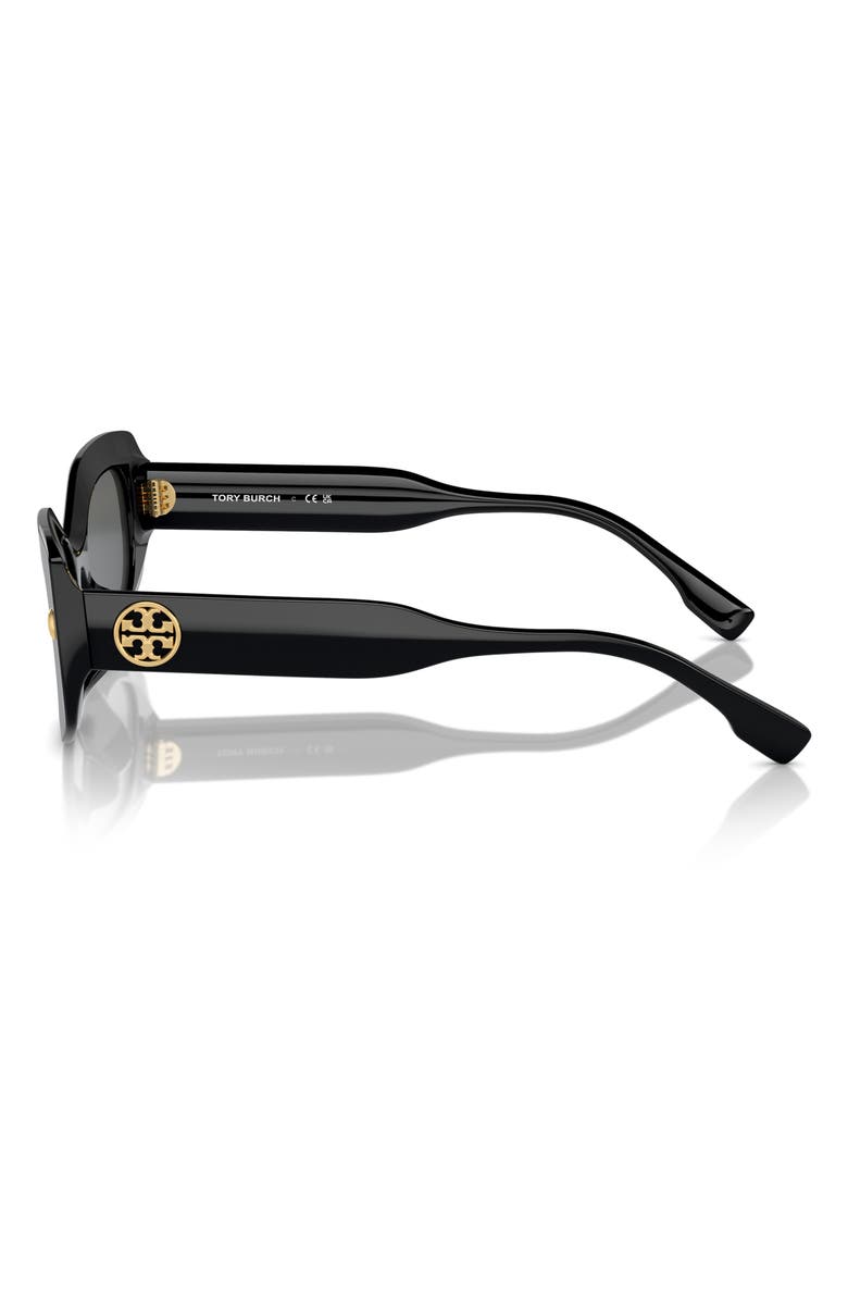 Tory Burch 50mm Irregular Sunglasses, Alternate, color, Black