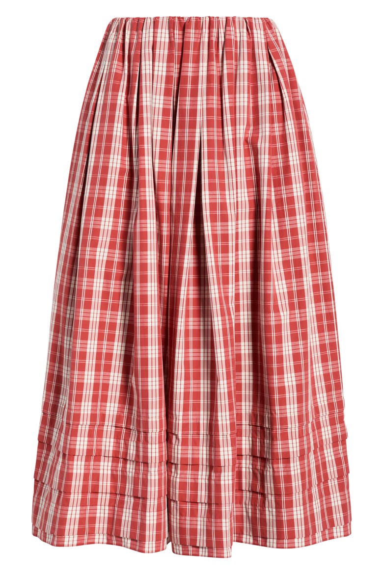 Cales Check Cotton Skirt, Main, color, INES CHECK TERRA ROSSO