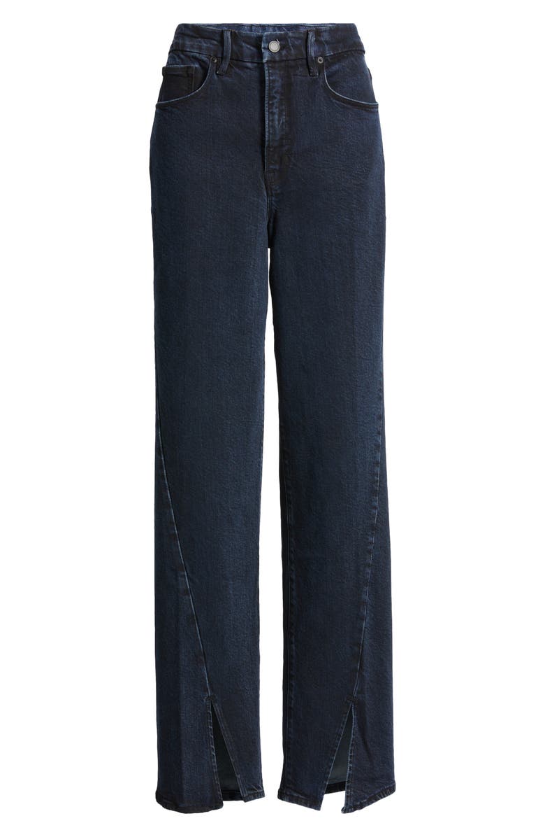 Good American Soft-Tech Good Boy Step Hem High Waist Ankle Straight Leg Jeans, Alternate, color,