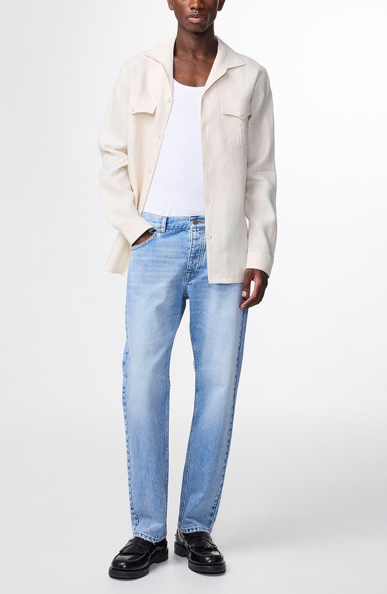 NN07 Pax 5708 Long Sleeve Linen Camp Shirt, Alternate, color, Ivory