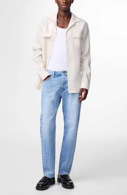 Nn07 Pax 5708 Long Sleeve Linen Camp Shirt In White