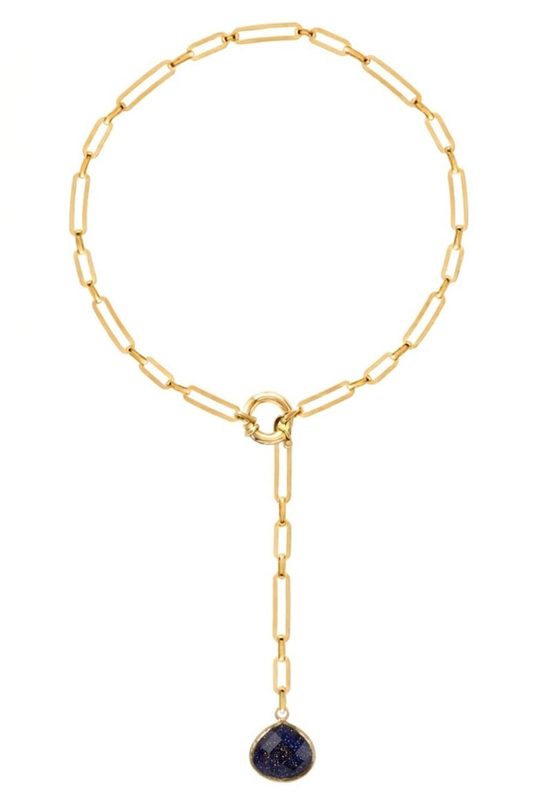 Galaxyite Quartz Lariat Necklace, Main, color, GOLD