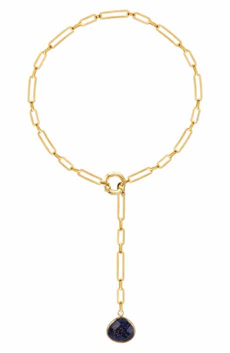 GABI RIELLE Galaxyite Quartz Lariat Necklace